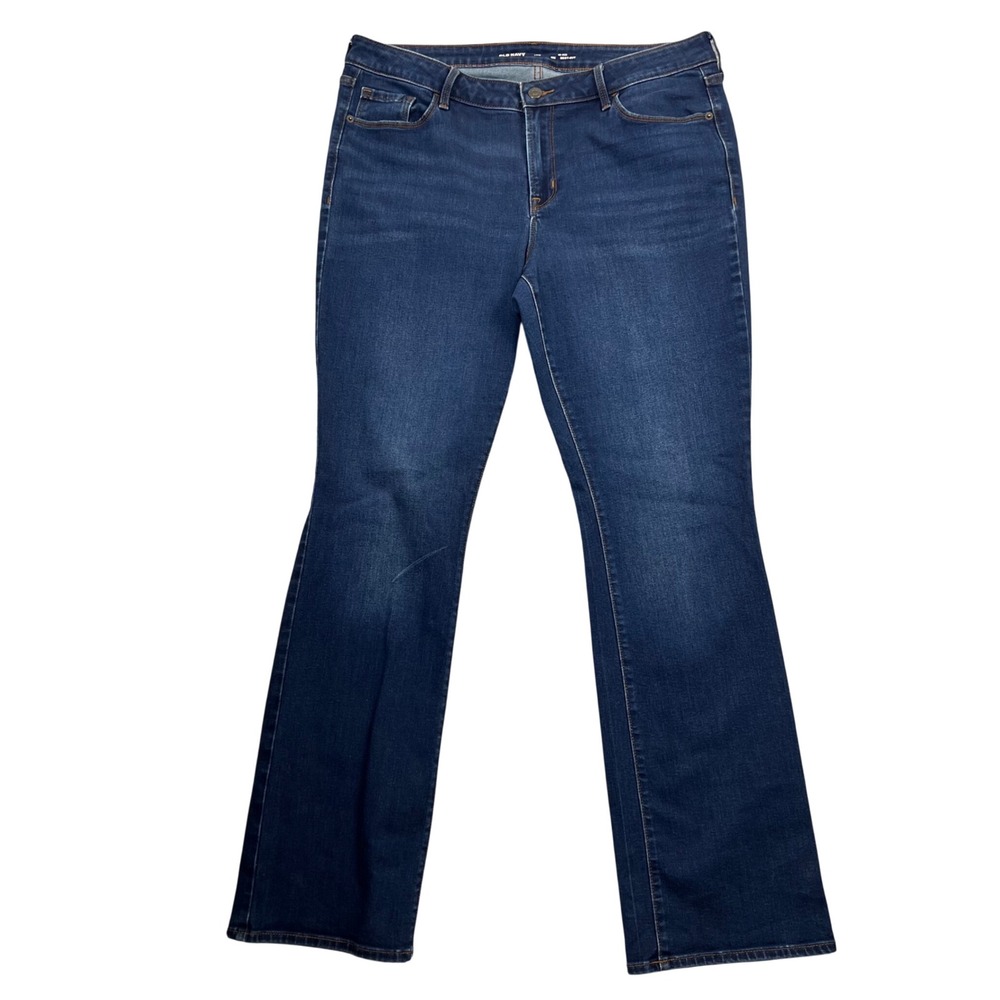 Old Navy Womens 14 Long Blue Jeans Mid-Rise Boot-Cut Stretch Dark Wash Denim